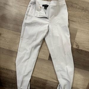 St. John White Dress Pants with High-Rise Waist and Tapered Legs